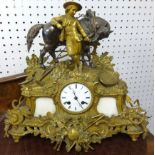 A19th century French gilt metal cased mantle clock, by Henry Marc, Paris, with key, height 37cm.