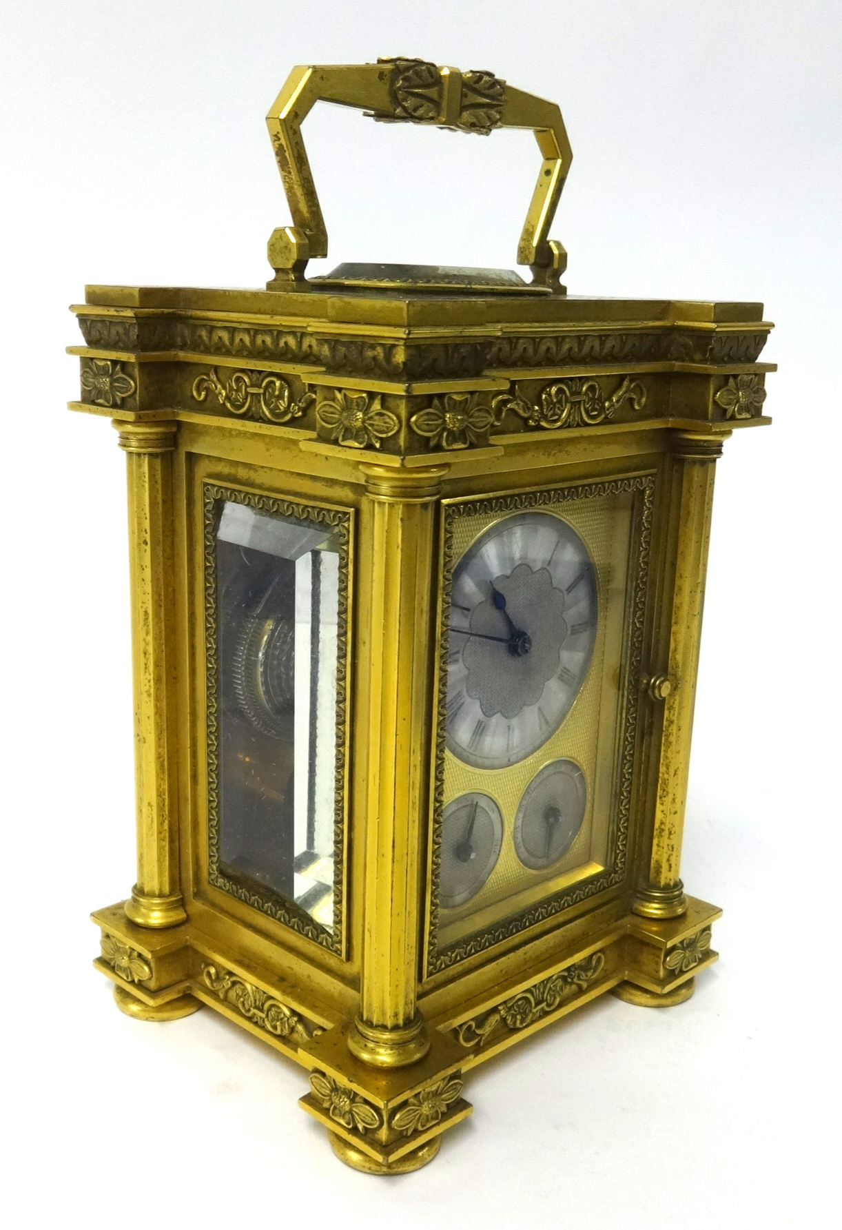 Brockbank & Atkins, London, an English brass cased carriage clock, key wind movement, with - Image 5 of 7