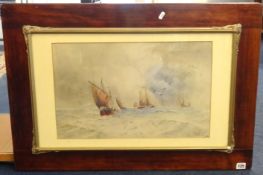 W.H.Pearson, 'Running for Port', signed watercolour, mounted on a mahogany board, 31cm x 50cm.