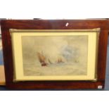 W.H.Pearson, 'Running for Port', signed watercolour, mounted on a mahogany board, 31cm x 50cm.