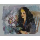 Robert Lenkiewicz (1941-2002), print 'Anna with Orchards', 25cm x 34cm.