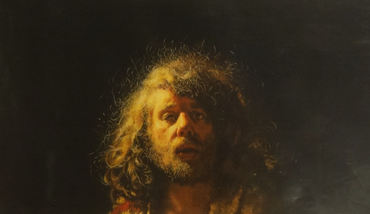 Robert Lenkiewicz (1941-2002), open print 'Self Portrait', unframed, 41cm x 72cm.