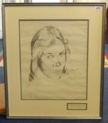 N.Newbeck, 1943 sketch portrait of a young lady., 43cm x 35cm