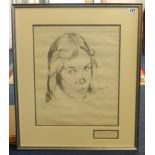 N.Newbeck, 1943 sketch portrait of a young lady., 43cm x 35cm