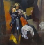 Robert Lenkiewicz (1941-2002), print facsimile signature, 'Painter with Roxanne', unframed., 40cm