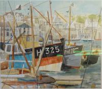 Louise Courtnell, signed watercolour, 'Sutton Harbour, Plymouth', 30cm x 33cm