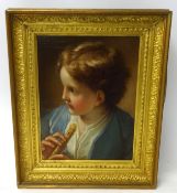 A copy of an original by Benedetto Luti (1666-1724) 'Boy With A flute' oil on canvas, 42cm x 30cm.