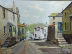 Sullivan Pugh, 'Street in Old St Ives', original oil painting, 34cm x 45cm.