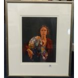 Yana Trevail, signed limited edition print, 'Self portrait holding Robert Lenkiewicz pallet', 40cm x