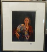 Yana Trevail, signed limited edition print, 'Self portrait holding Robert Lenkiewicz pallet', 40cm x