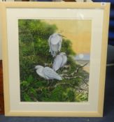 Martin Pavey (Dartmouth Artist), oil 'Birds'. 59cm x 49cm