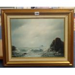 Clem Spencer (Plymouth), oil on board, 'Seascape', together with David Willcox watercolour, mounted,