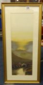 A pair of Moorland watercolours, signed F Palk?, largest 53cm x 18cm.