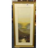 A pair of Moorland watercolours, signed F Palk?, largest 53cm x 18cm.