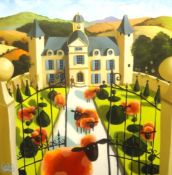 Lee Woods (born 1964), signed acrylic on box canvas, 'Chateau at Fly, Nr Charly' 80 x 80cm