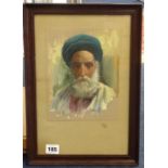 A pair early 20th century Middle Eastern watercolour portraits, indistinctly signed.