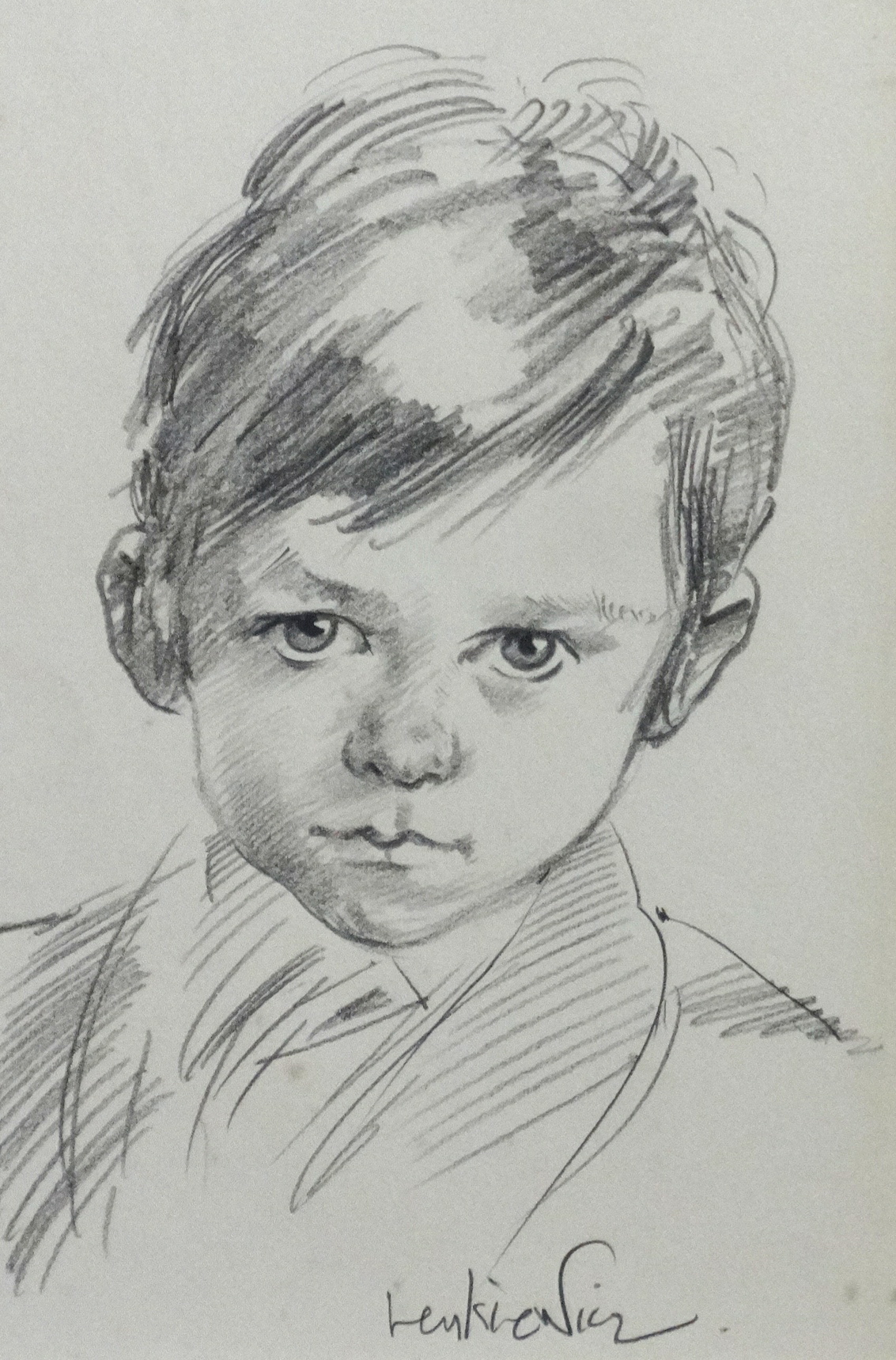 Robert Lenkiewicz (1941-2002), signed pencil portrait of a child circa 1970's., 37cm x 25cm - Image 2 of 2