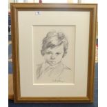 Robert Lenkiewicz (1941-2002), signed pencil portrait of a child circa 1970's., 37cm x 25cm