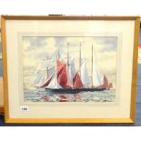 John Worsley (1919-2000),Society of Marine Artists, watercolour 'Start of the Tall Ships Race',