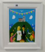 Arthur Lawr (Member of the British Society of Naive Artists), acrylic on board 'A Wembury Wedding