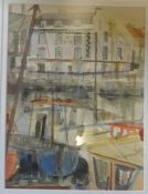 Louise Courtnell, signed watercolour, 'Three Crowns, Sutton Harbour, Plymouth', 28cm x 20cm