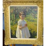 Frank Jameson (1898-1968), signed oil on canvas 'The Apple', believed to be a portrait of his