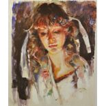 Robert Lenkiewicz (1941-2002), 'Study of Mary', signed limited edition print. No.284/350, unframed.
