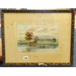 Mg Tun Hla (Burmese c. 1900) signed M.T Hla, watercolour, boats, river scene and landscape., 18cm