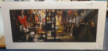 'The Studio of Robert Lenkiewicz' photograph by Derek Harris, mounted, 35cm x 87cm also an