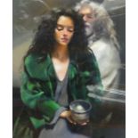 Robert Lenkiewicz (1941-2002), print facsimile signature, 'Painter with Anna modelling pit fire