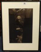 Three black and white photographs of Robert Lenkiewicz and Last Judgement Window (3).