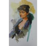 Robert Lenkiewicz (1941-2002), print 'Girl in Green Chair', 36cm x 23cm.