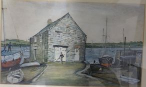 Richard Slater, 'The Old Boathouse, Cargreen', together with James Rowe 'Lopwell Dam' watercolour (