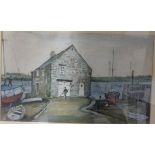 Richard Slater, 'The Old Boathouse, Cargreen', together with James Rowe 'Lopwell Dam' watercolour (