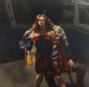 Robert Lenkiewicz (1941-2002), print facsimilia signature, 'Painter with Janine', unframed., 61cm