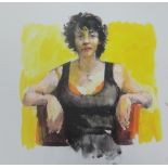Robert Lenkiewicz (1941-2002), print 'Seated Woman', 23cm x 21cm.