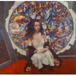 Robert Lenkiewicz (1941-2002), print facsimile signature, 'Anna at Stained Glass Window', unframed.,