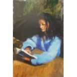 Robert Lenkiewicz (1941-2002), print 'Anna Reading at the House', 40cm x 29cm.