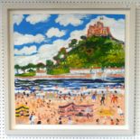 Simeon Stafford (born 1956), signed oil on canvas, 'St Michael’s Mount, Cornwall', 32cm x 32cm.1222