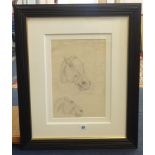 Robert Lenkiewicz (1941-2002) original pencil drawing 'Study of a Horse Head' with annotation., 33cm