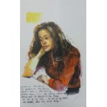 Robert Lenkiewicz (1941-2002), print 'Greenie Thinking', 33cm x 25cm.