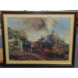 Chris Woods, steam railway print Exeter St David's, together with another steam railway print (2),