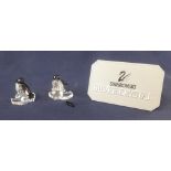 Swarovski Crystal Glass, Silver Crystal, collection of two black and white penguins, boxed.