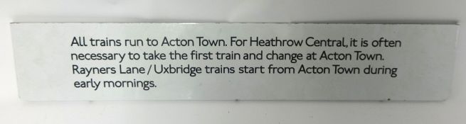 Railwayana, an enamelled London tube sign, length 100cm.