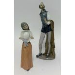 Nao, figure of a swordsman height 37cm (faults) and a Lladro figure of a girl with hat height 24cm