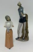 Nao, figure of a swordsman height 37cm (faults) and a Lladro figure of a girl with hat height 24cm