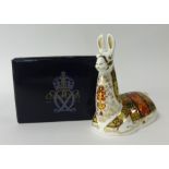 Royal Crown Derby Paperweight 'Llama' gold stopper, boxed.