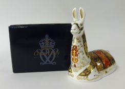 Royal Crown Derby Paperweight 'Llama' gold stopper, boxed.