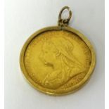 A Victorian gold sovereign, 1900, set in a pendant.