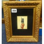 A 19th Century coloured silhouette of a Military Officer, also a small oil portrait of a lady